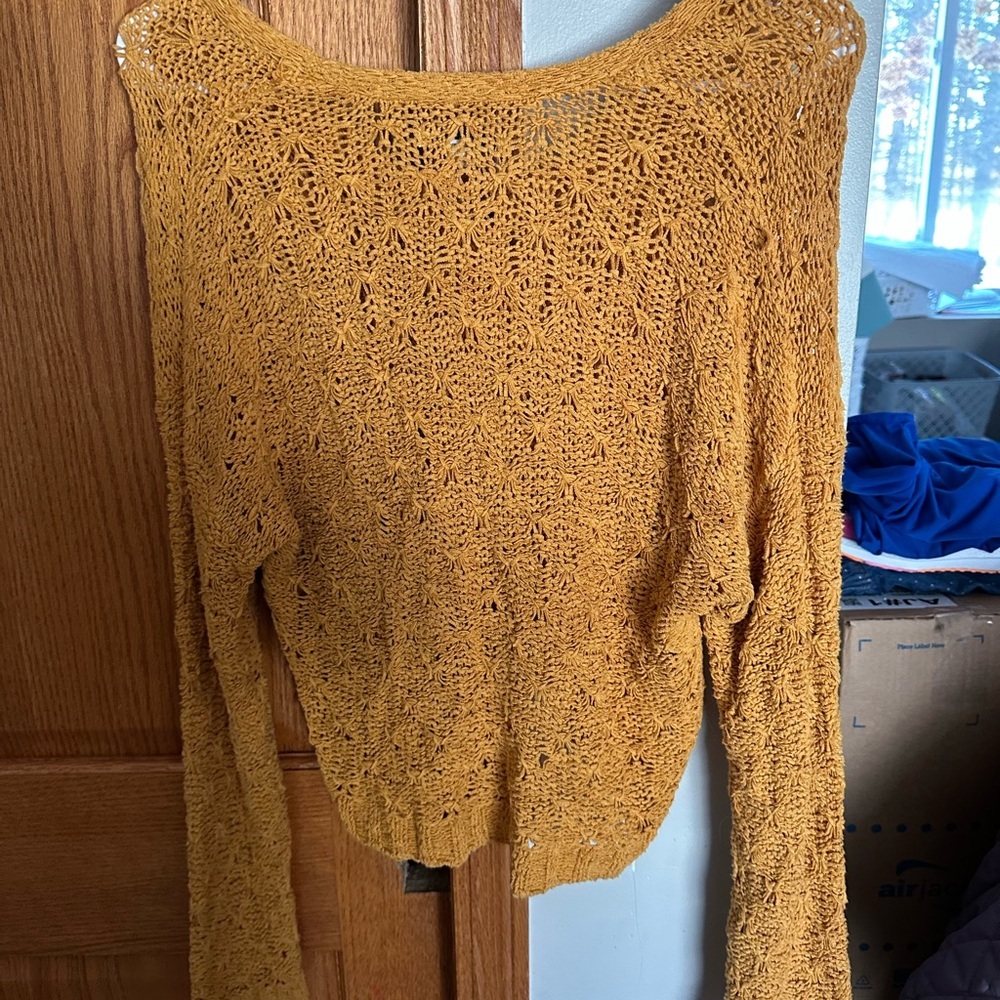 American Eagle Outfitters Golden Knit Cardigan Boho Cottagecore - Picture 2 of 3